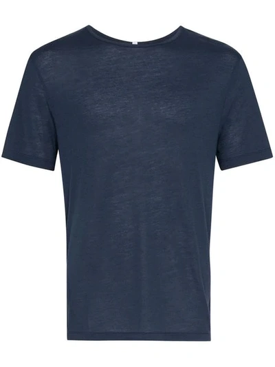 Lot78 Navy Short Sleeve Cashmere Blend T Shirt - Blue
