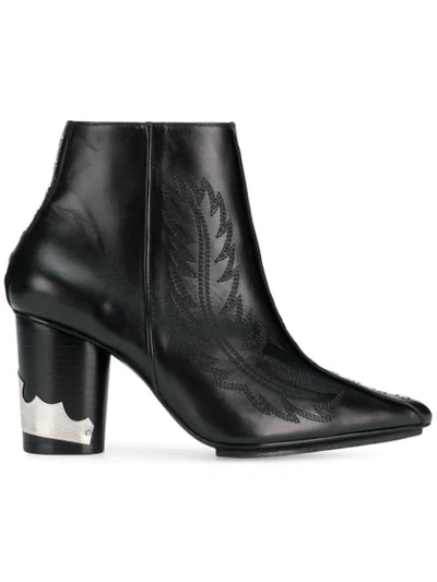 Toga Pointed Western Ankle Boots In Black