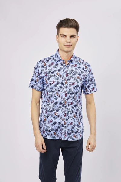 Luchiano Visconti Black Skulls Shirt In Multi