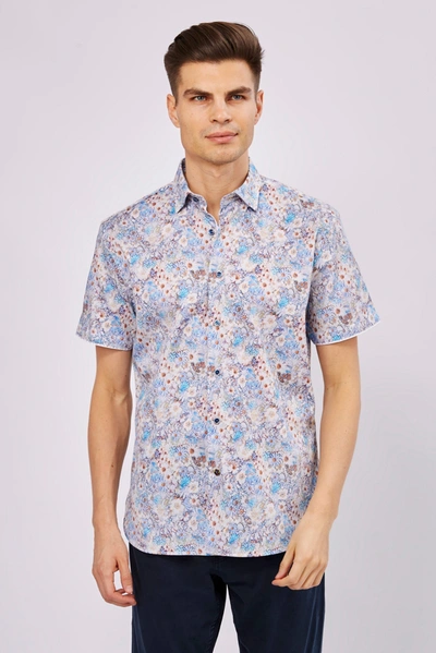 Luchiano Visconti Pale Blue And Yellow Hand Drawn Florals In Multi