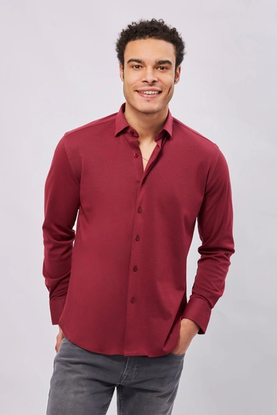 Max Colton James Shirt In Burgundy In White