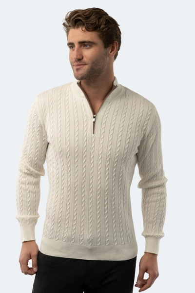 Luchiano Visconti Ecru Mockneck Sweater In White