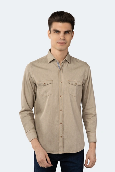 Luchiano Visconti Khaki Denim Shirt In Green