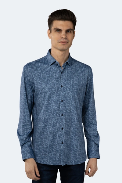 Luchiano Visconti Aqua And Navy Paisley Shirt In Multi