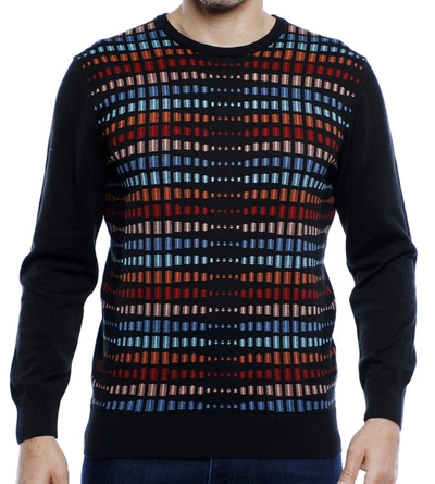 Luchiano Visconti Black Crewneck With Multi Color Design