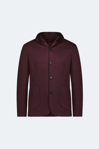 Luchiano Visconti Burgundy Knit Hooded Button Sportcoat In Brown