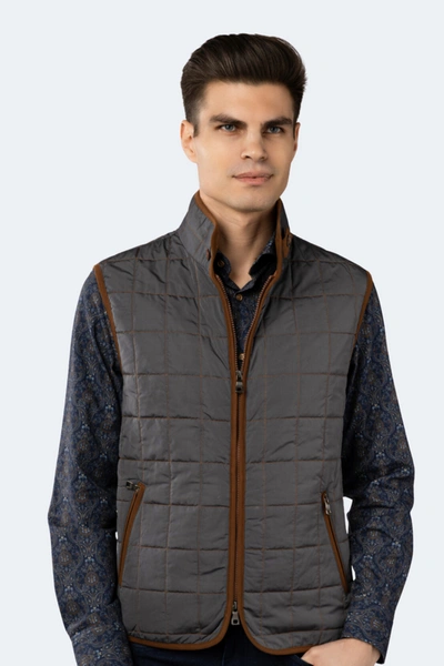 Luchiano Visconti Stone Quilted Zip Up Vest In Multi