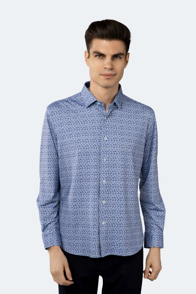Luchiano Visconti White, Dodger Blue And Sky Blue Circular Shirt In Multi