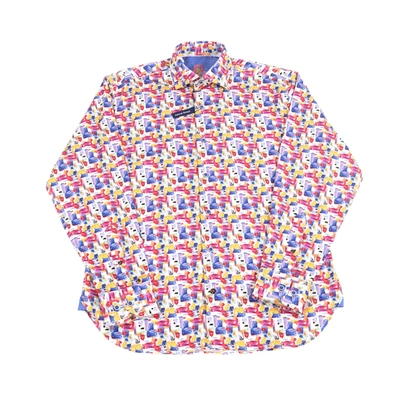 Luchiano Visconti Light Blue With Rectangles Shirt In Multi