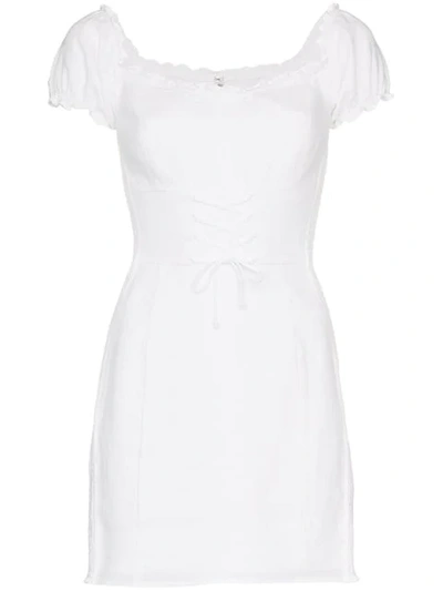 Reformation 'hudsun' Linen Mini Dress With Belt In White