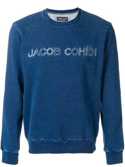 Jacob Cohen Logo Embroidered Sweatshirt In Denim Blue