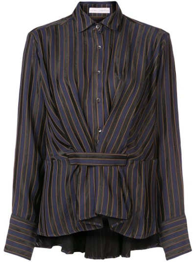 Palmer Harding Palmer / Harding Striped Belted Shirt - Blue
