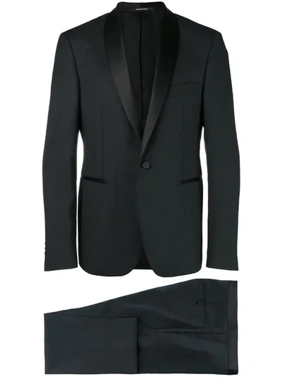 Tagliatore Shawl Lapel Suit In Black