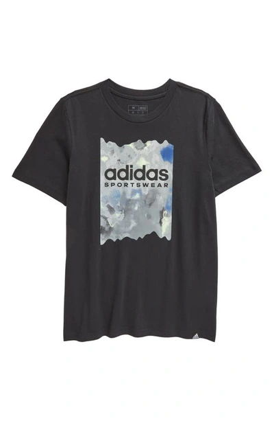 Adidas Originals Kids' Big Boys Short-sleeve Cotton Wash Fill Logo Graphic T-shirt In Black