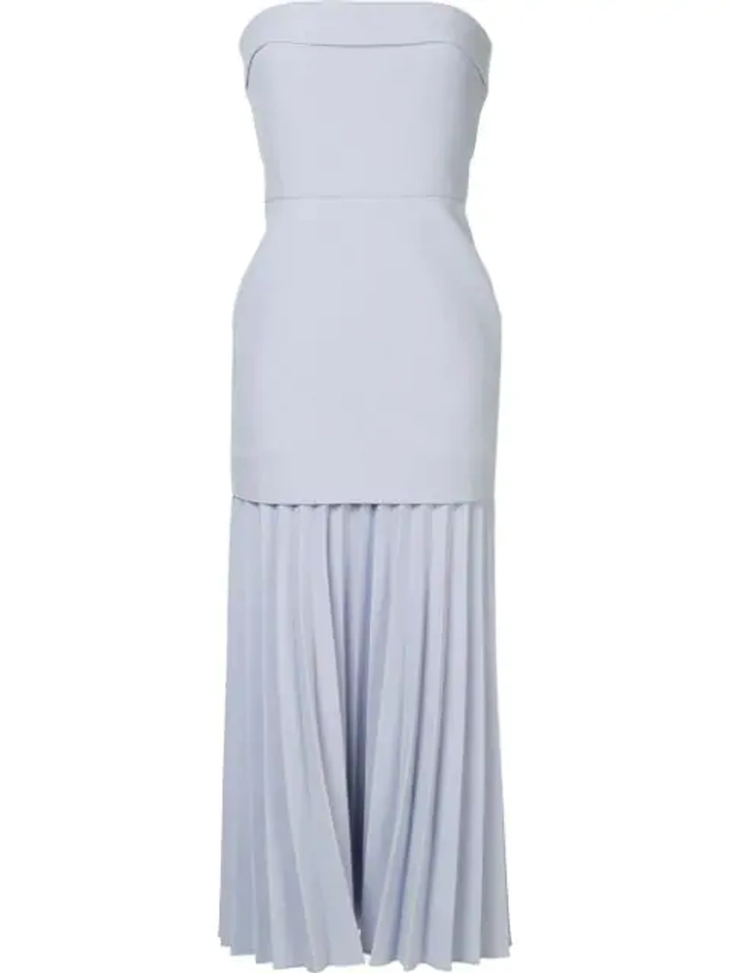 Dion Lee Strapless Pleated Crepe Maxi Dress In Pink | ModeSens
