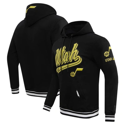 Pro Standard Black Utah Jazz Script Tail Pullover Hoodie