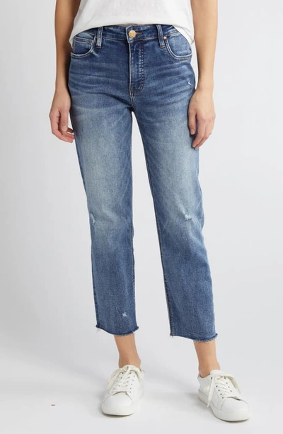 Kut From The Kloth Rachael Fab Ab High Waist Raw Hem Mom Jeans In Charted