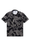 Reyn Spooner Fancy Biscus Floral Performance Polo In Black
