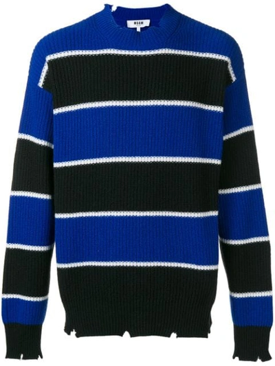 Msgm Striped Knit Sweater - Blue