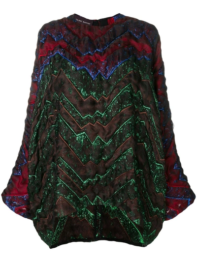 Talbot Runhof Quilted Metallic Thread Top In Red