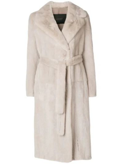 Blancha Mink Fur Belted Coat In Tortora