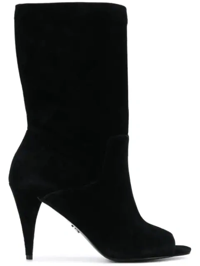 Michael Michael Kors Open Toe Ankle Boots In Black