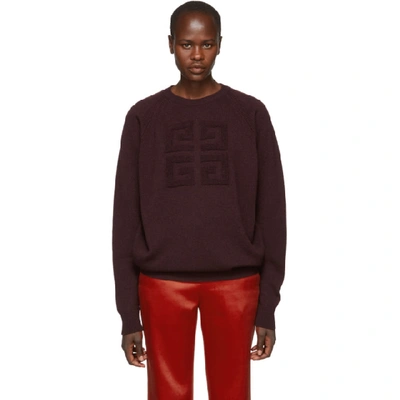 Givenchy Bordeaux Branded Sweater In Burgundy