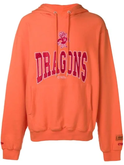 Heron Preston Dragon Jersey Hoodie In Orange
