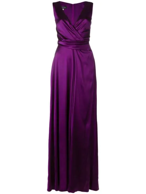 Talbot Runhof CrÊpe Satin Long Dress In Purple | ModeSens