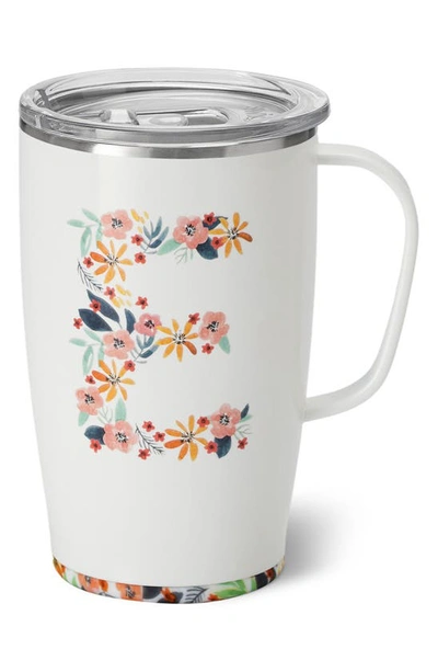 Swiglife Honey Meadow 'e' Monogram Travel Mug In White