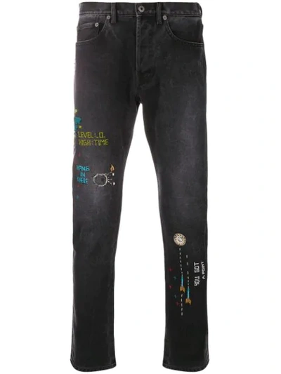 Valentino Bead Embroidered Skinny Jeans In Black