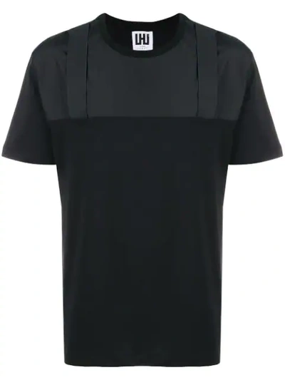 Les Hommes Urban Contrast Panel T In Black