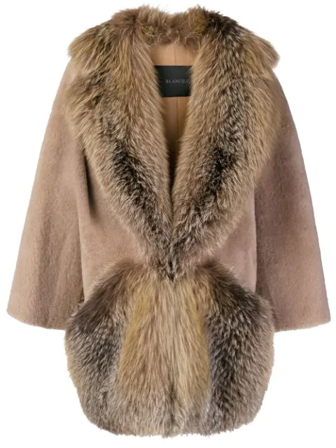 Blancha Fur Trimmed Cocoon Coat In 60 Terracotta | ModeSens