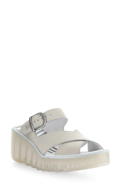Fly London Bocy Strappy Wedge Slide Sandal In Cloud Ceralin