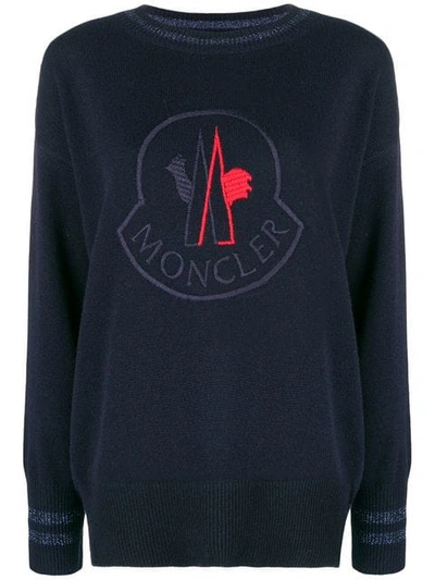 Moncler Logo Patch Sweater In Blue