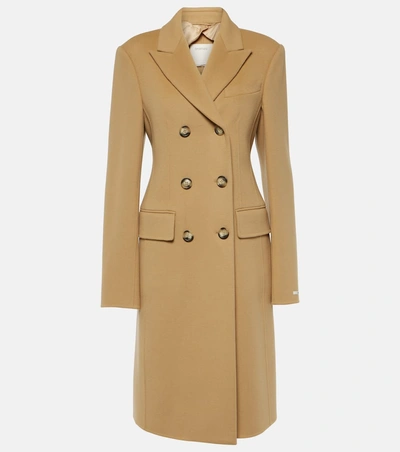 Sportmax Selim Double-breasted Wool Coat In Beige