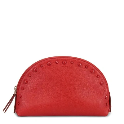 Tod's Beauty Case In Leather In Red