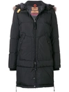 Parajumpers Long Bear Nylon Down Parka W/ Fur In Black