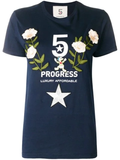 5 Progress Flower T-shirt - Blue