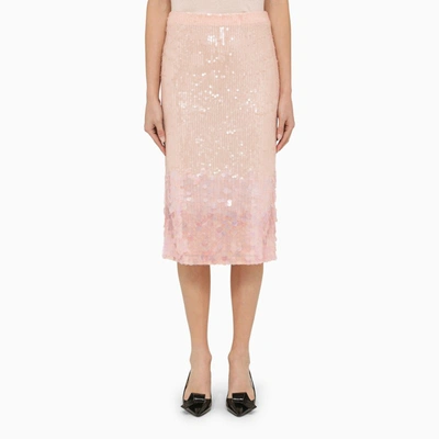 P.a.r.o.s.h Pink Sequin Pencil Skirt