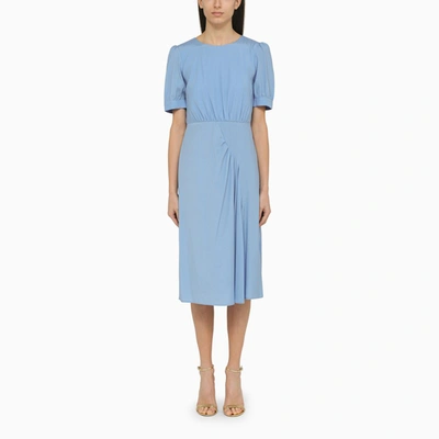 P.a.r.o.s.h Powder Blue Silk Midi Dress In Light Blue