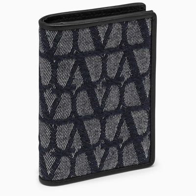 Valentino Garavani Toile Iconographe Card Case Blue/black In Multicolor