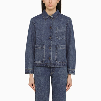 Apc Denim Washed Indigo Jacket In Blue