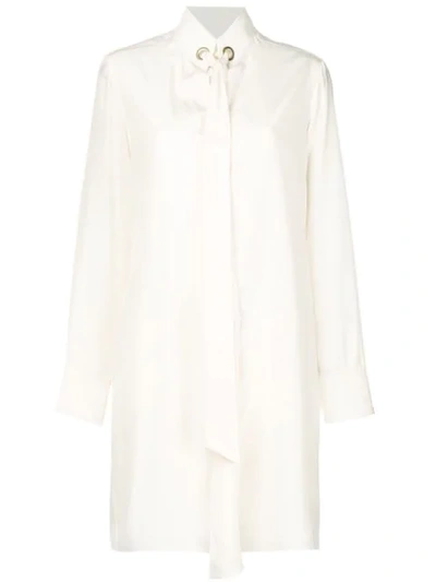 Chloé Pussy Bow Short Dress In Neutrals
