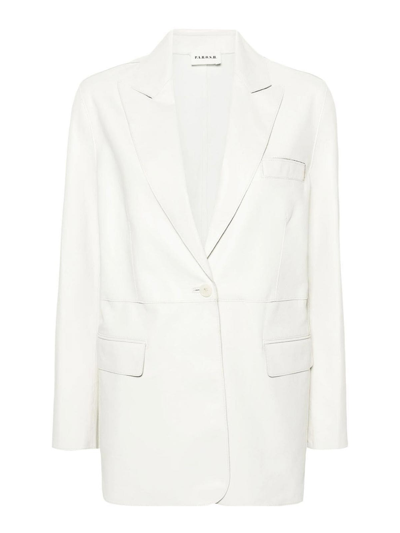 P.a.r.o.s.h Leather Single Breasted Jacket In White