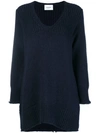 Dondup Frayed Hem Oversized Sweater - Blue