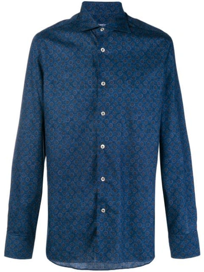Borriello Patterned Button Shirt In Blue