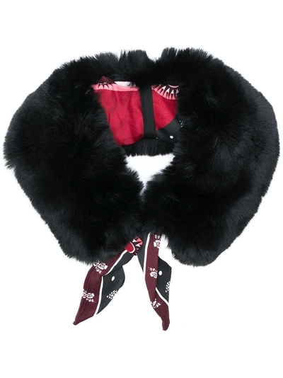 Pinko Faux Fur Panel Scarf In Black