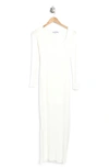 Velvet Torch Long Sleeve Maxi Dress In White