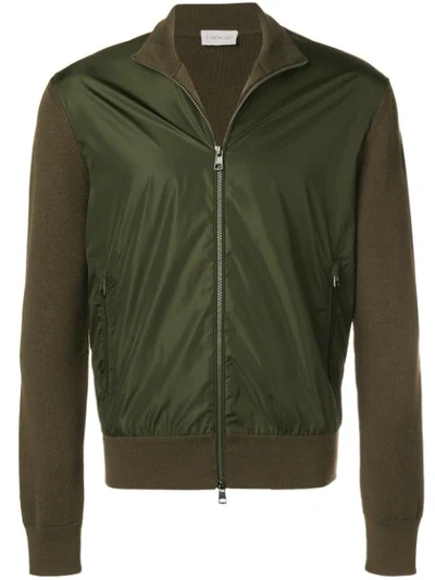 Moncler Zipped Up Cardigan In Green